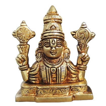 Brass Tirupati Balaji Idol for Pooja Room, Height : 3.5 Inch (BSMAS1420 X)