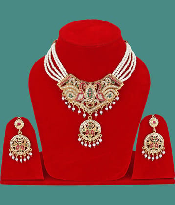 Rhosyn Golden Alloy Necklace Set ( Pack of 1 )