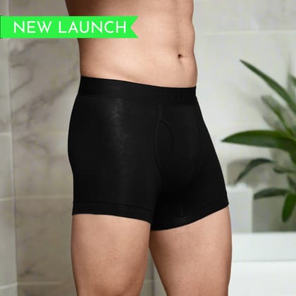 Bamboo Underwear Trunk (Keyhole) For Men - Pack of 1-Black / Small - 70-75 cm | 28-30 in