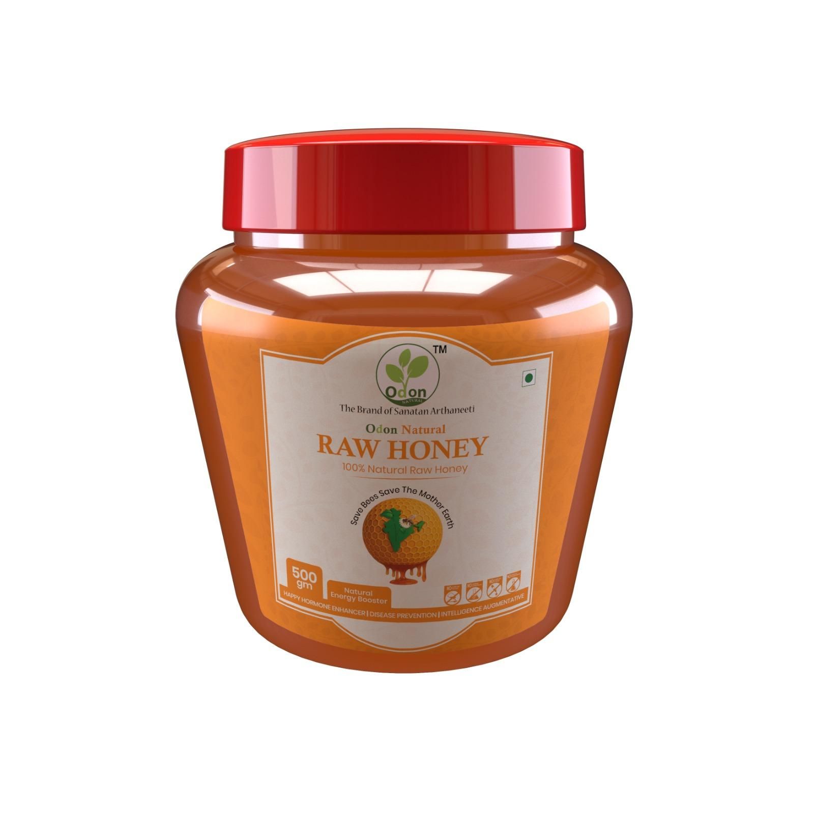 ODON NATURAL Raw Honey - Pure Organic Honey for Immunity and Energy Booster-Mustard Honey-500g