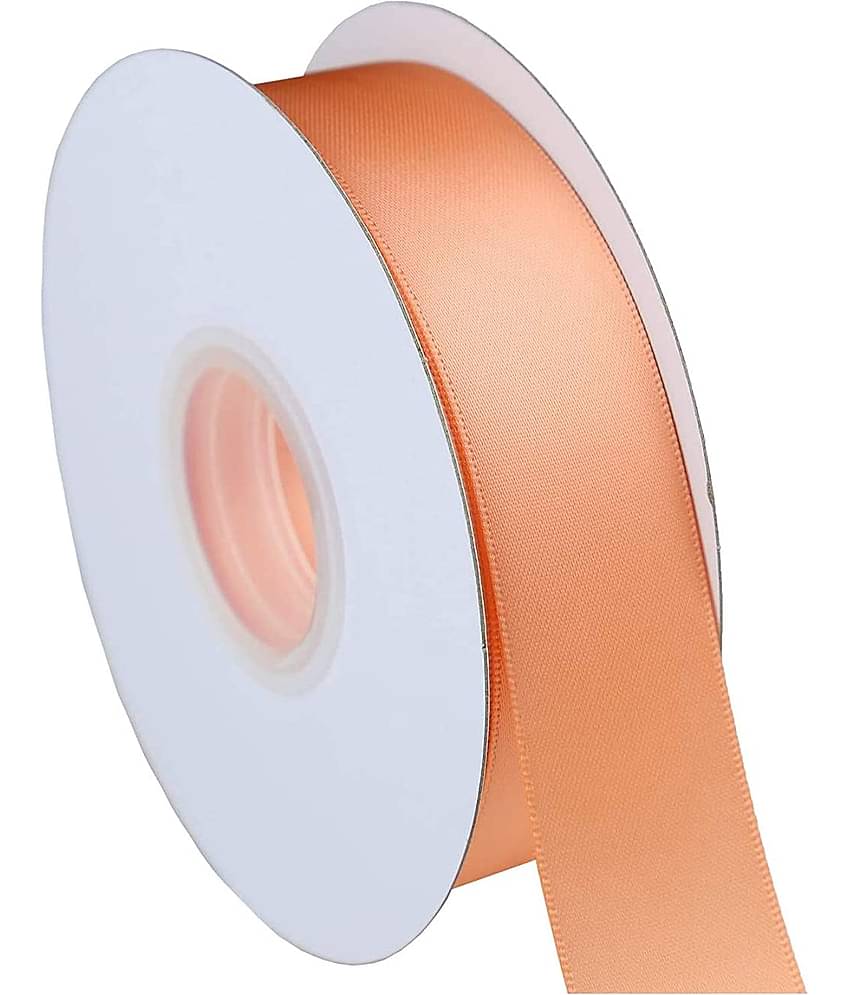 PRANSUNITA Double Face Satin Ribbon , 1 inch Wide, 18 Yard Length for Wedding, Party Decoration, DIY Hair Accessories, Sewing, Gift Wrapping, Invitation Embellishments (Peach)