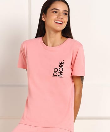 Womens Regular Fit Printed T Shirt-S / Pink