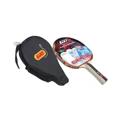 GKI Euro Star Table Tennis Wooden Racquet- Multicolour