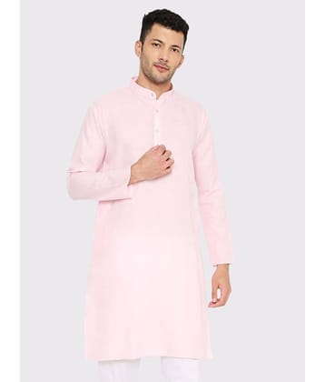 Maharaja - Light Pink Cotton Blend Men's Regular Kurta ( Pack of 1 )