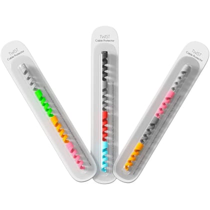 Multicolor Spiral Cable Protector for Charging Cables (Anti-Break, Flexible Silicone) PACK OF 12