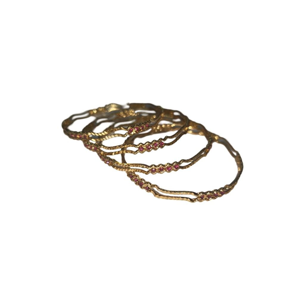 Gold Plated Pink Rhinestone Bangle Set of 4 - Bangles & Bracelets | Buy online on ZillyBuy