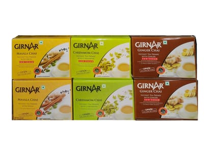 Girnar Instant Tea Premix Cardamom, Ginger & Masala, 10 Sachets - Combo Pack of 6