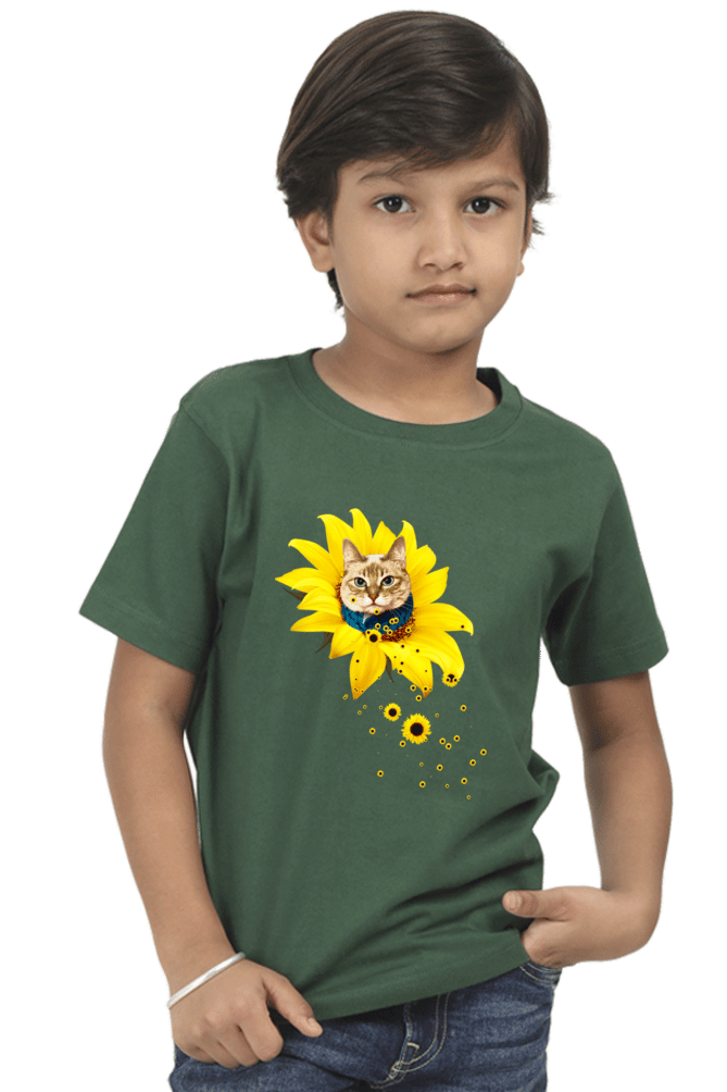 Round Neck T-Shirt (Boys) - A Meowment Of Sunshine (10 Colours)