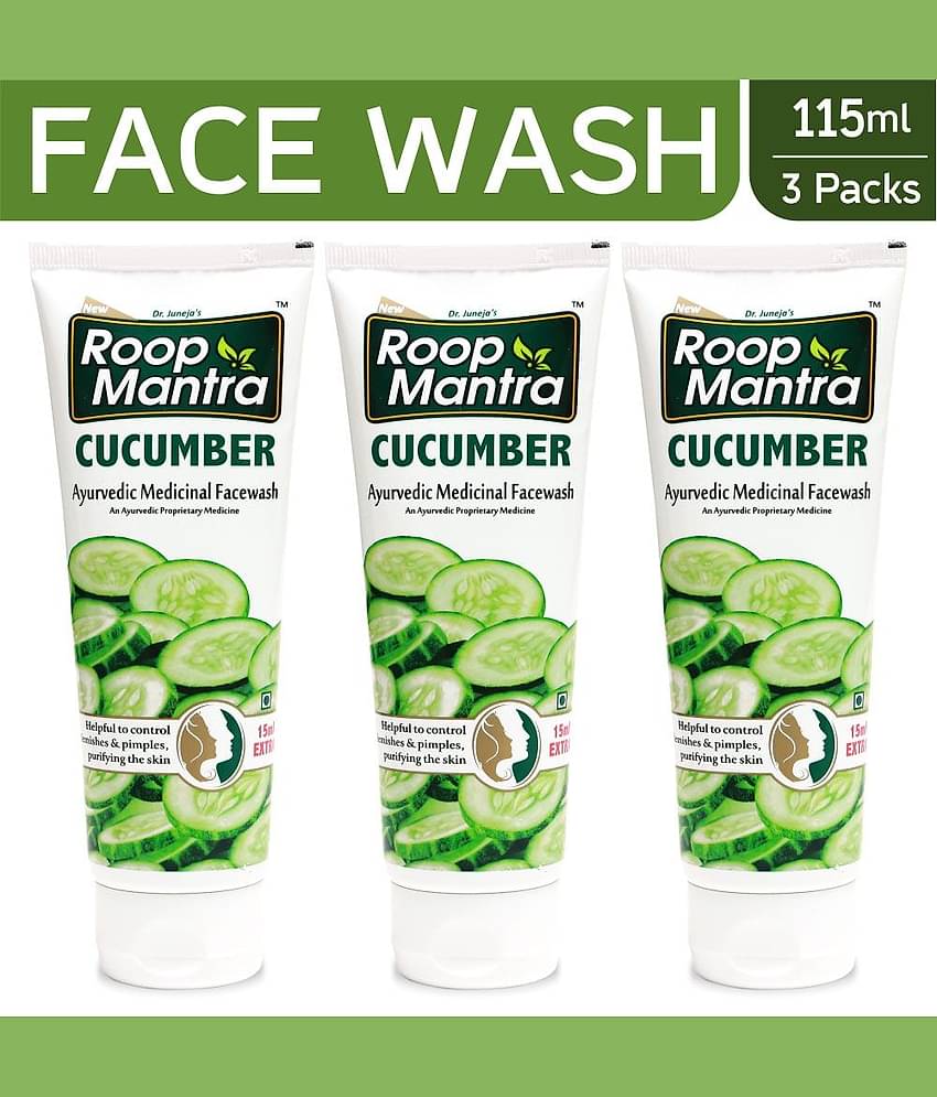 Roop Mantra Cucumber Face Wash 115ml, Pack of 3 (Helpful to Purify the Skin, Control Acne Pimples, Blemishes & Skin Infections, Remove Excess Oil & Dirt)