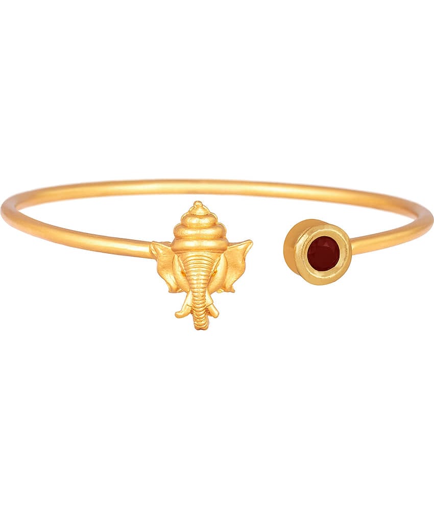 Stylish one gram gold plated Ganesh Design Delicate Adjustable Kada with Kundan for Women and Girls