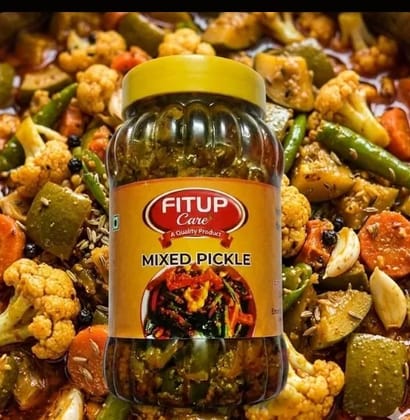 FitUp Care Premium Mixed Pickle - Traditional Recipe with Cauliflower, Mango, Carrot, and Whole Spices - 100% Vegetarian (500g) FitUp Care Premium Mixed Pickle - Traditional Recipe with Cauliflower, Mango, Carrot, and Whole Spices - 100% Vegetarian (500g)