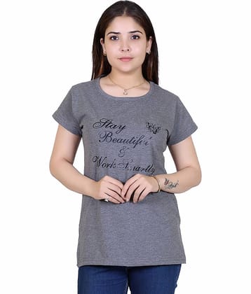 Ogarti Women Cotton Blend Printed Regular Fit Round Neck T-Shirt ( Navy )