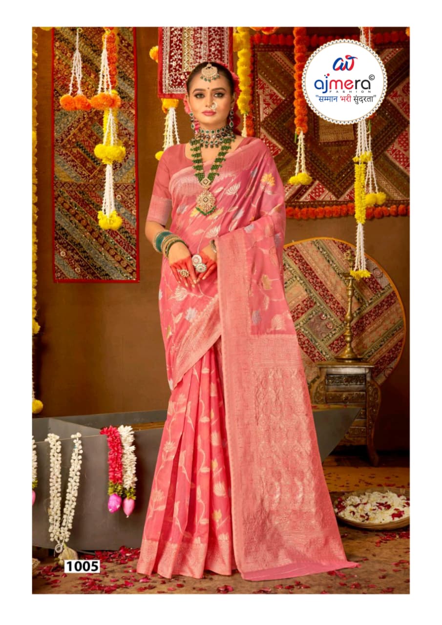 SOJ Strawberry Cotton  Saree with Unstitched Blouse