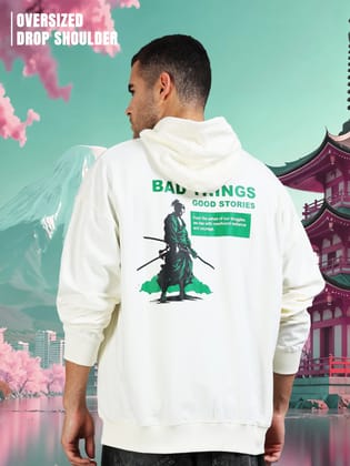 Men Oversized Hoodie Pure Cotton, Off White-XS