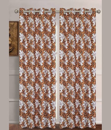 Home Candy Set of 2 Long Door Semi-Transparent Eyelet Polyester Brown Curtains ( 274 x 120 cm )