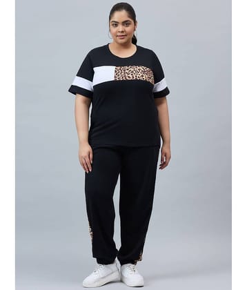 AUSTIVO Women Printed Top With Joggers Co-Ord Set ( Black )