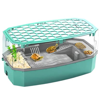 Turtle Tank Includes Accessories with Pump & Water Filter-Medium / green