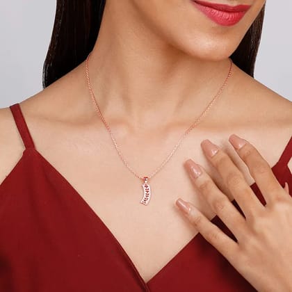 Rose Gold Heart Line Pendant with Link Chain