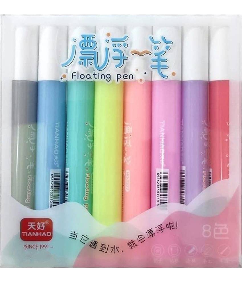 2395 YESKART-Magic Water Painting Pen Multicolor Floating Pen Doodle Water Floating Pens Multi Function Marker Drawing Pen For Children Kids Students Pack of 8 PC (Multicolor)