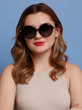 SUNNIES Large Full Frame Plastic Round Solid Polarized Women Sunglasses-SNS-11708-C025