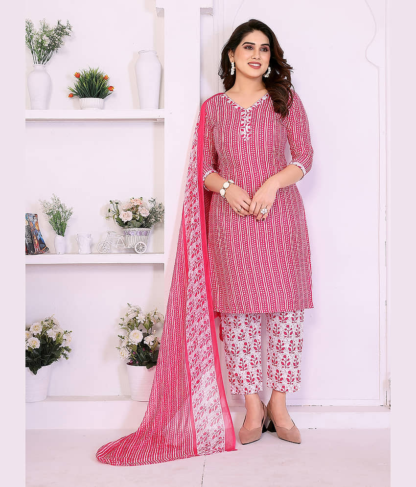Kashvi Women Crepe Unstitched Dress Material ( Pink )