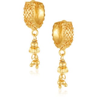 Filigree work Plated  Hoop Earring Clip on fancy drop Bali Earring for Women and Girls