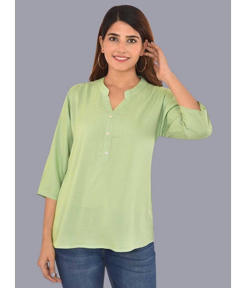 FABISHO Women Solid Rayon Shirt ( Green )