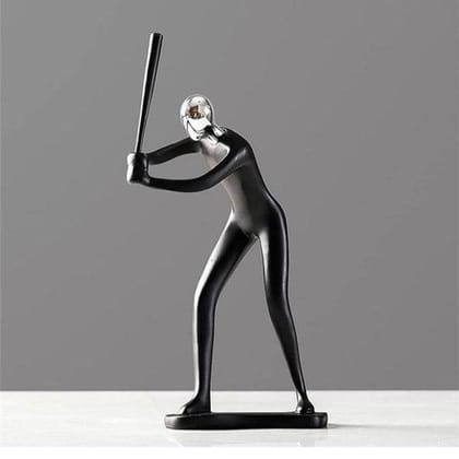 SPORTS FIGURINE - BASEBALL PLAYER-Smokey Black / H: 10 | L: 6  (In inch)