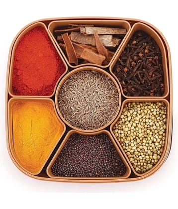 Home Lane MASALA BOX Plastic Brown Spice Container ( Set of 1 )