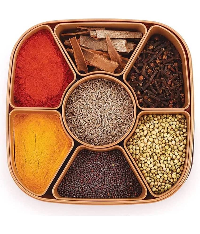 Home Lane MASALA BOX Plastic Brown Spice Container ( Set of 1 )