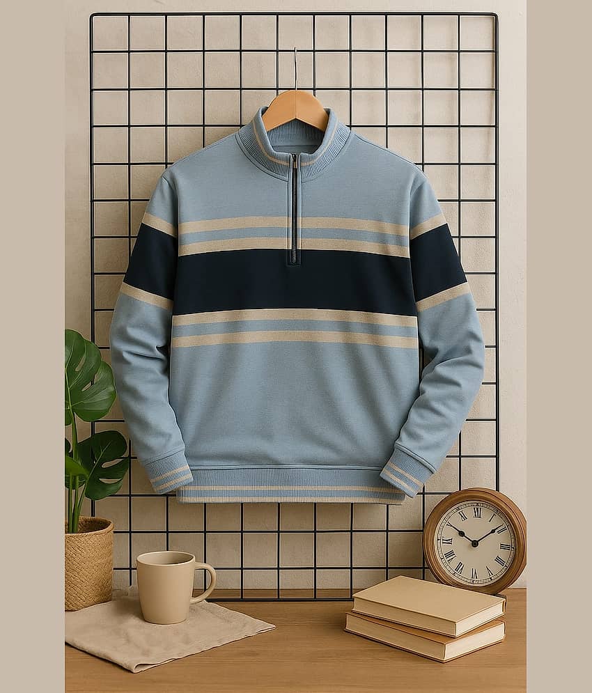 AUSTIVO Fleece High Neck Men's Sweatshirt - Blue ( Pack of 1 )