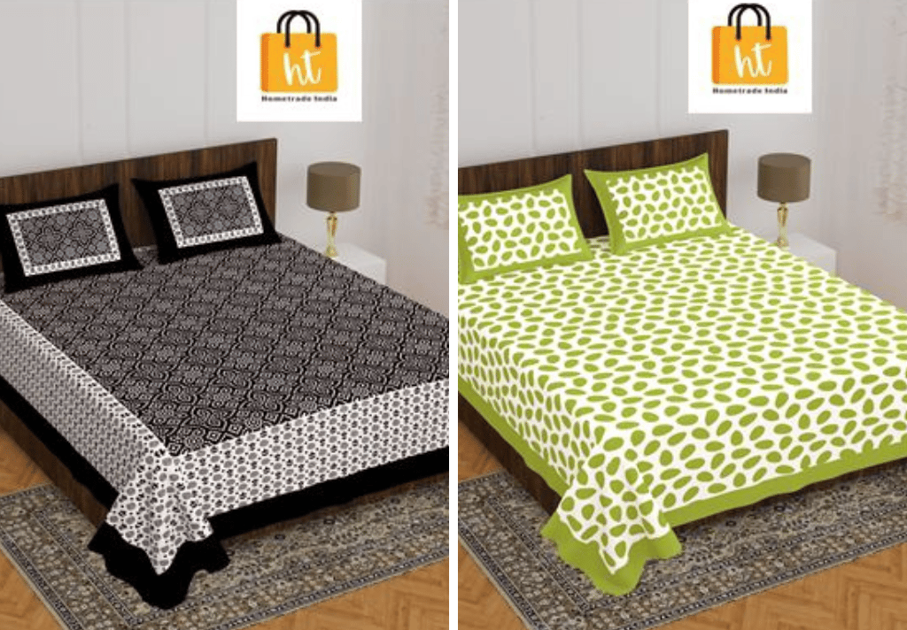 2201-Hometrade India- Standard Double Size (90*100 in )-Combo Double Bedsheet