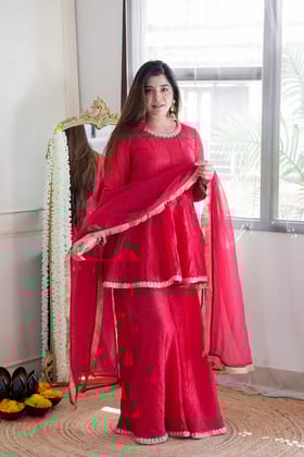 Sahina Red Embriodered Garara Set-S