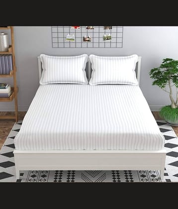 MAHALUXMI COLLECTION Microfibre Solid 1 Bedsheet with 2 Pillow Covers - White