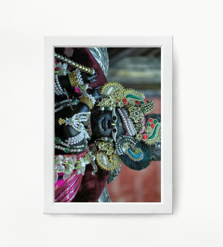 NOKKES Radha Raman Ji Vrindavan Radha Raman Thakur Ji White Photo Frames Religious Photo frame 5X7 Inch Photo Frame_QWW59