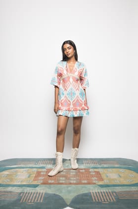 Plunge Neck Ruffle Mini-XS