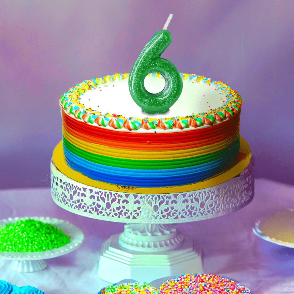 Red Glitter Number 6 Birthday Candle - 1PC - Party and Festive Needs | Buy online on ZillyBuy