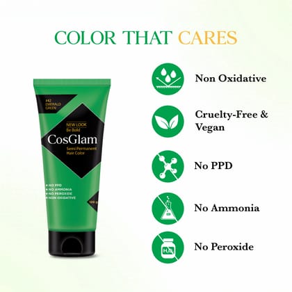 COSGLAM Semi Permanent Hair Color Emerald Green 120g and Hair Highlighter Kit 115g, Highlights Hair Dye