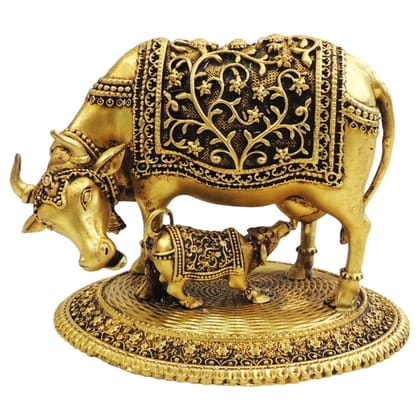 Brass Cow Idol Statue | Sacred Gau Mata Religious Showpiece, Height : 3.5 Inch (BSMAS1727 C)