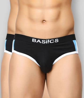 BASIICS By La Intimo Pack of 2 Cotton Briefs For Men's ( Black )
