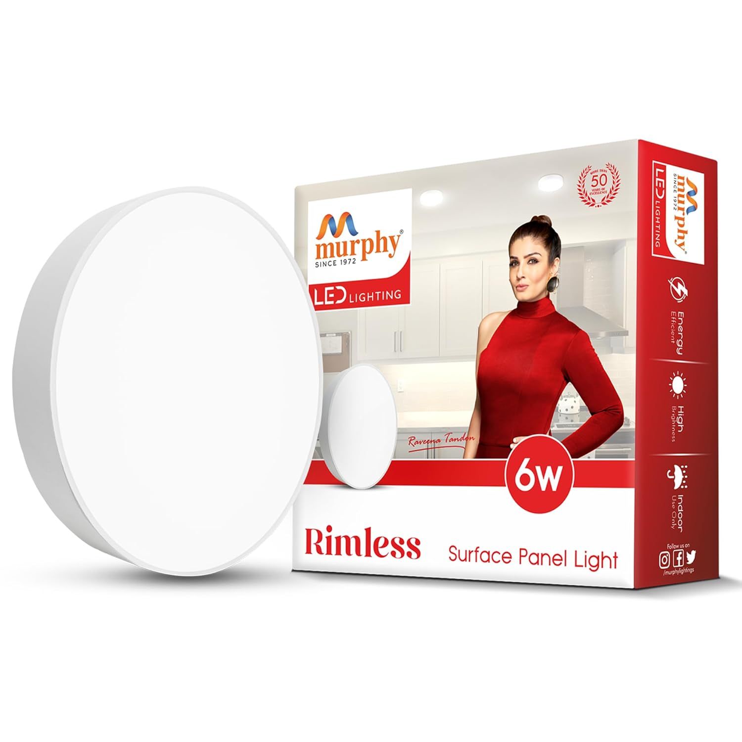 Murphy 6W Rimless Round Surface Panel Light-Cool White / Pack of 1