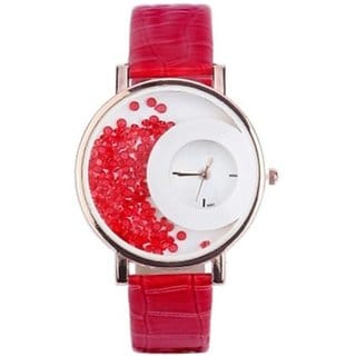 Axton MXRE Women Round Red Diamond Red Strap Watch For Girls  Women