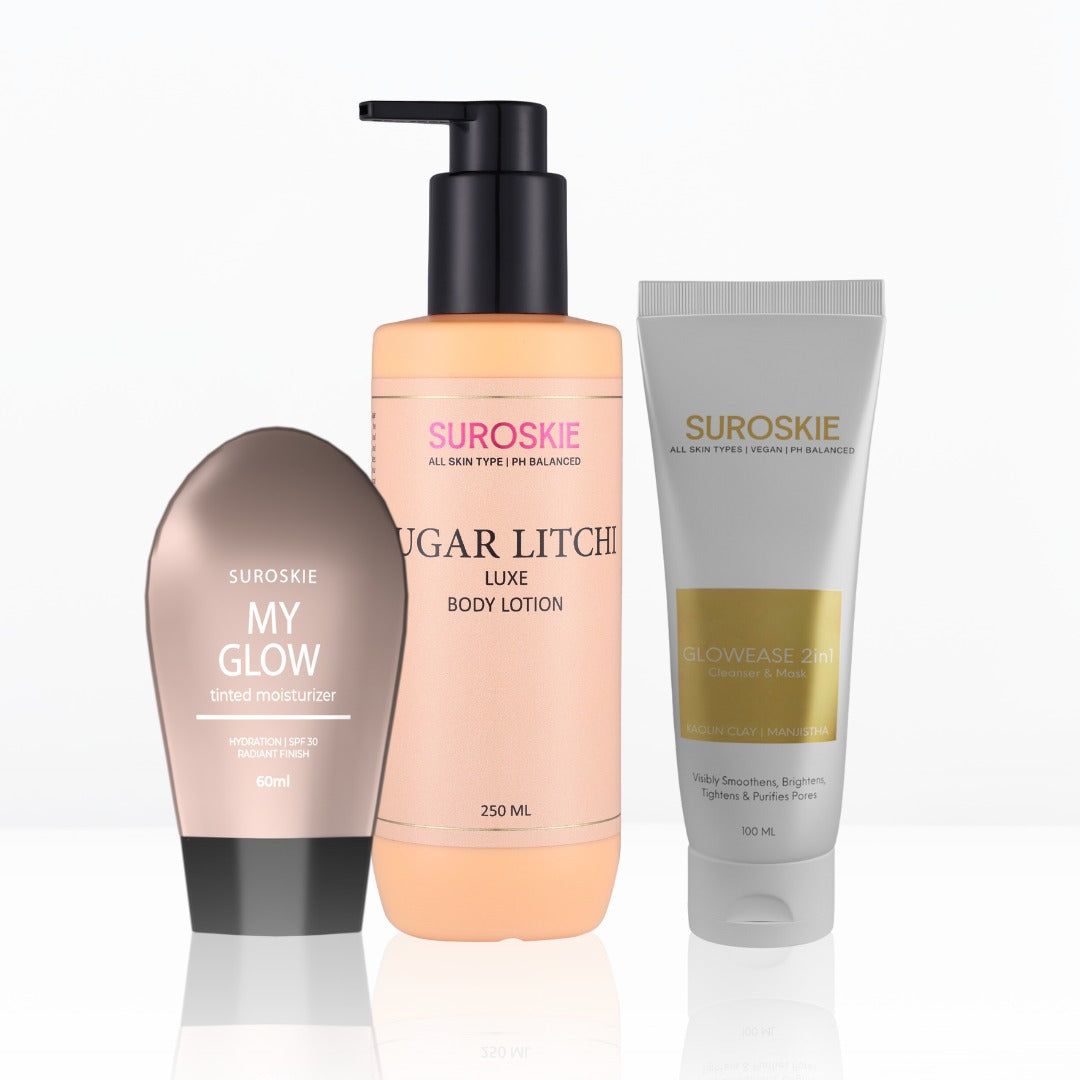 Glow Combo (Glow Ease & My Glow & Sugar Litchi Body Lotion)-Light