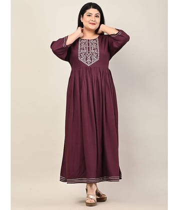 Swasti - Purple Cotton Blend Women's Anarkali Kurti ( Pack of 1 )