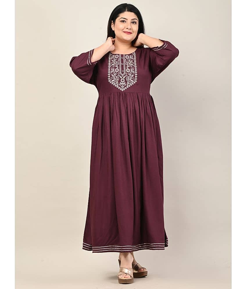 Swasti - Purple Cotton Blend Women's Anarkali Kurti ( Pack of 1 )