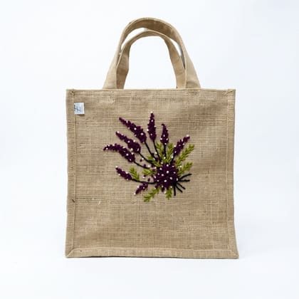 HAND EMBROIDERED FLORAL JUTE HANDBAG HAND EMBROIDERED FLORAL JUTE HANDBAG