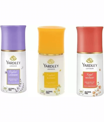 Yardley London English Lavender, Royal Bouquet and English Blossom roll ,50 ml each ,pack of 3 Deodorant Roll-on - For Men & Women