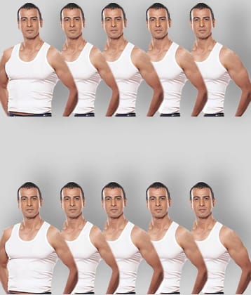 Rupa - White Cotton Men's Vest ( Pack of 10 )