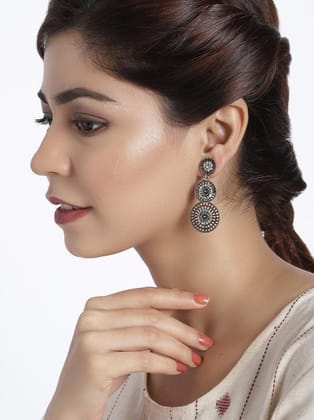Oxidised Lightweight Filigree Drop Earrings Oxidised Lightweight Filigree Drop Earrings