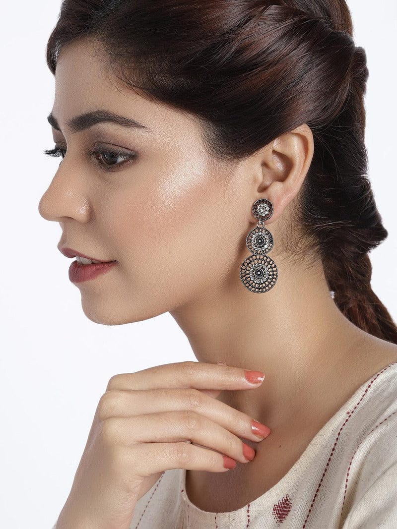 Oxidised Lightweight Filigree Drop Earrings